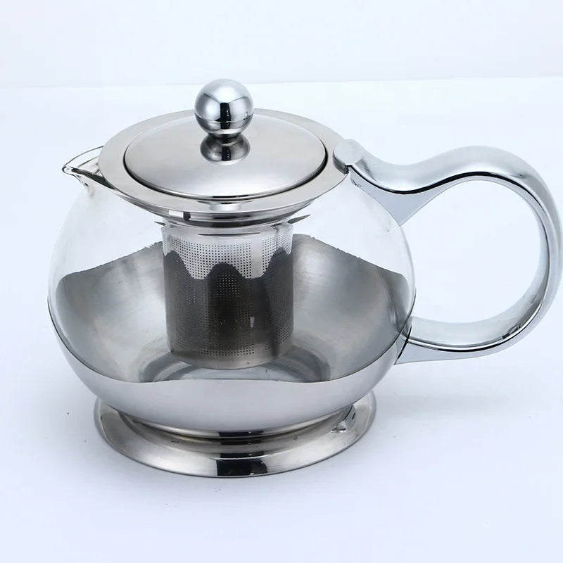 Théière en verre Borosilicate avec infuseur en acier inoxydable