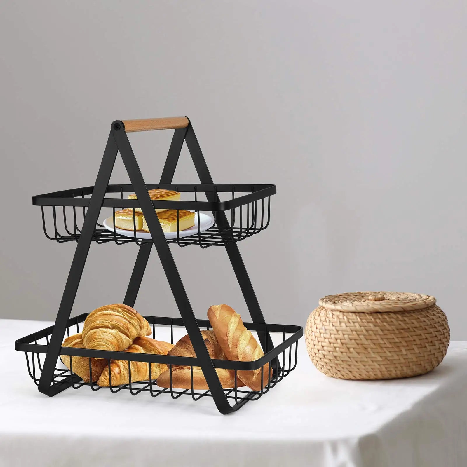 Étagère cuisine triangulaire à 2 niveaux